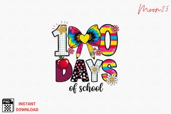 100 Days of School Rainbow Bow PNG
