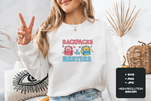 Backpacks and Besties Cute Cartoon