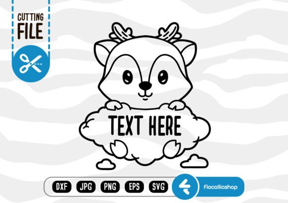 Cloud Text Holder SVG, Deer SVG: Minimalist Woodland Charm for Crafters