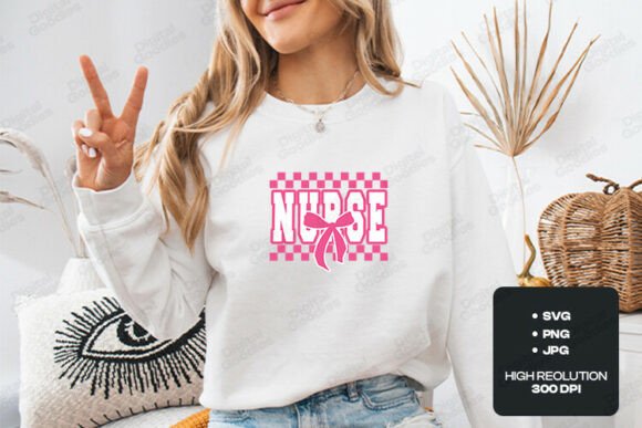 Cute Nurse Checker Bow SVG