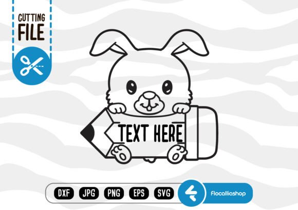 Cute Pencil Monogram SVG, Rabbit SVG