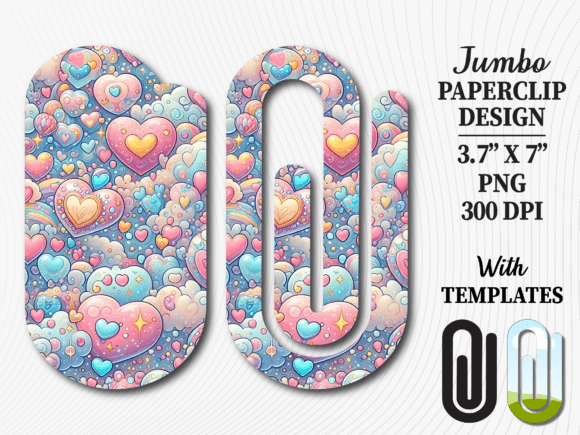 Heart Cloud Kawaii Jumbo Paperclip PNG