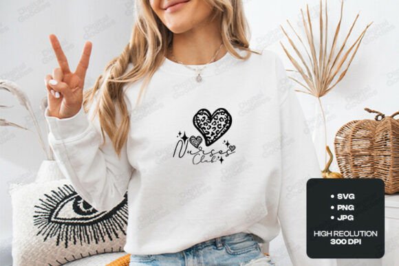 Nurses Club Leopard Heart Design