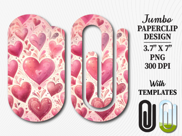 Pink Heart Valentines Jumbo Paperclip