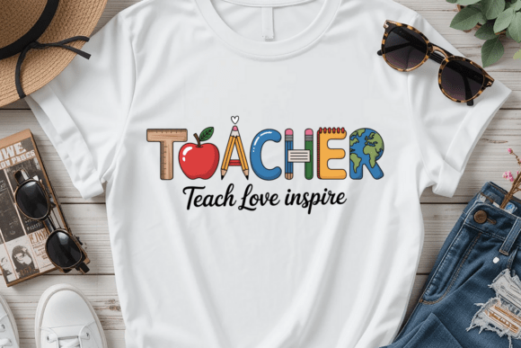 Teacher Typography Letter PNG