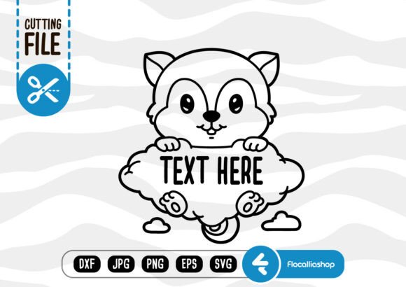 Woodland Cloud Name Frame, Squirrel SVG